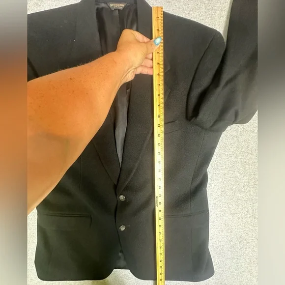 Bill Blass Blazer Mens 44R Black 100% Camel Hair Sport Coat Made in USA‎